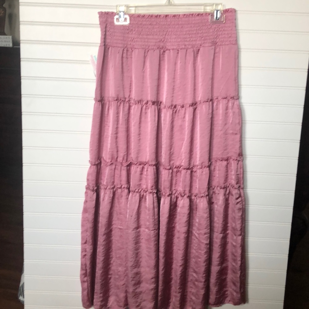 Skirt Pink Maxi Tiered Layered Size M - Picture 4 of 5